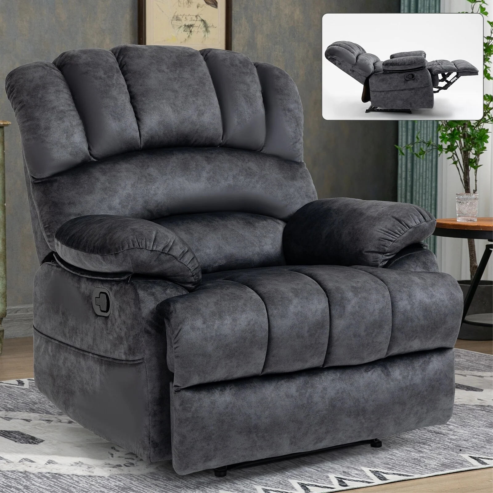 Manual Fabric Recliner Chair for Living Room �C Comfortable Lounge Chair, Classic Design, Sturdy Frame
