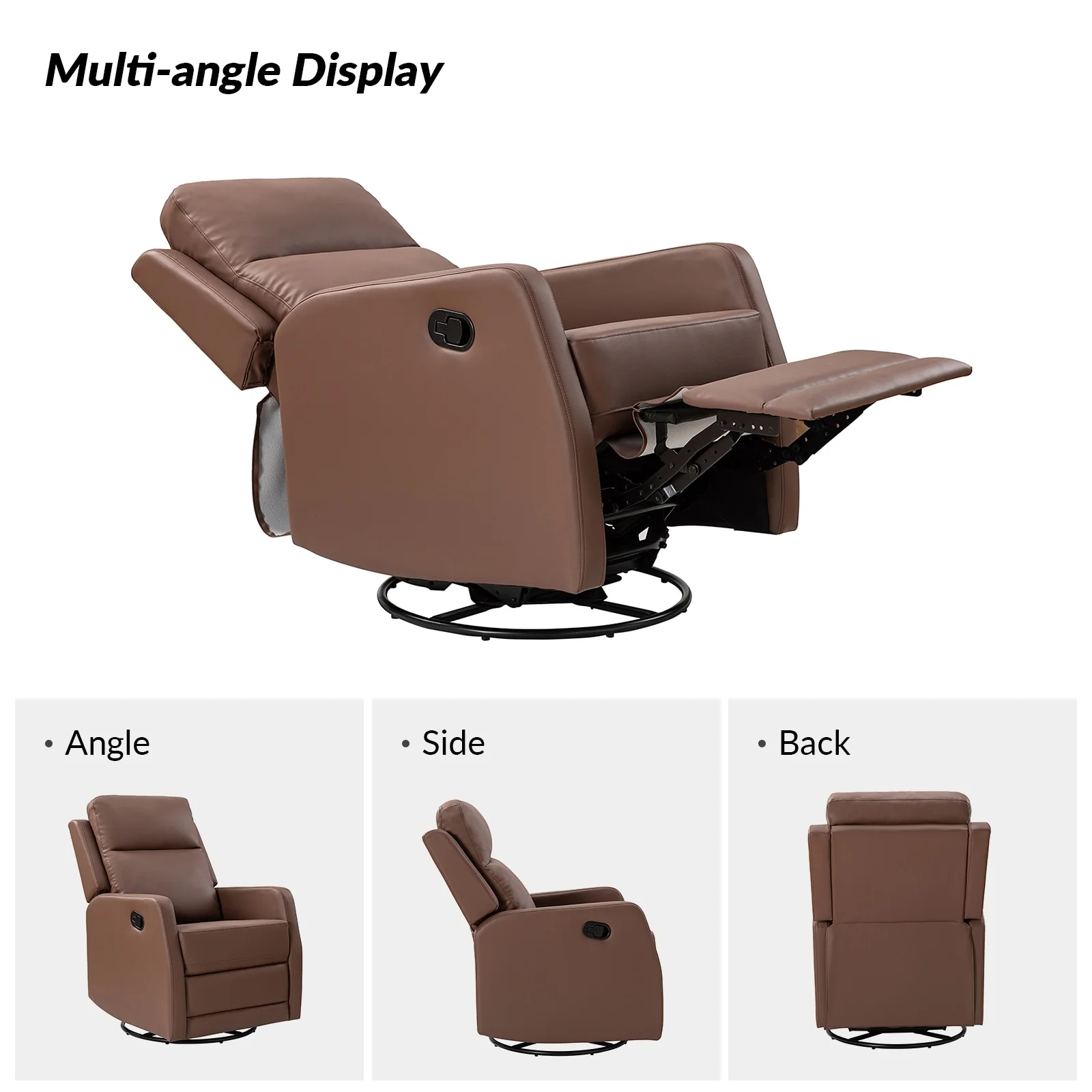 Esteban Modern Faux Leather Manual Rocking Swivel Recliner with Wingback Set of 2