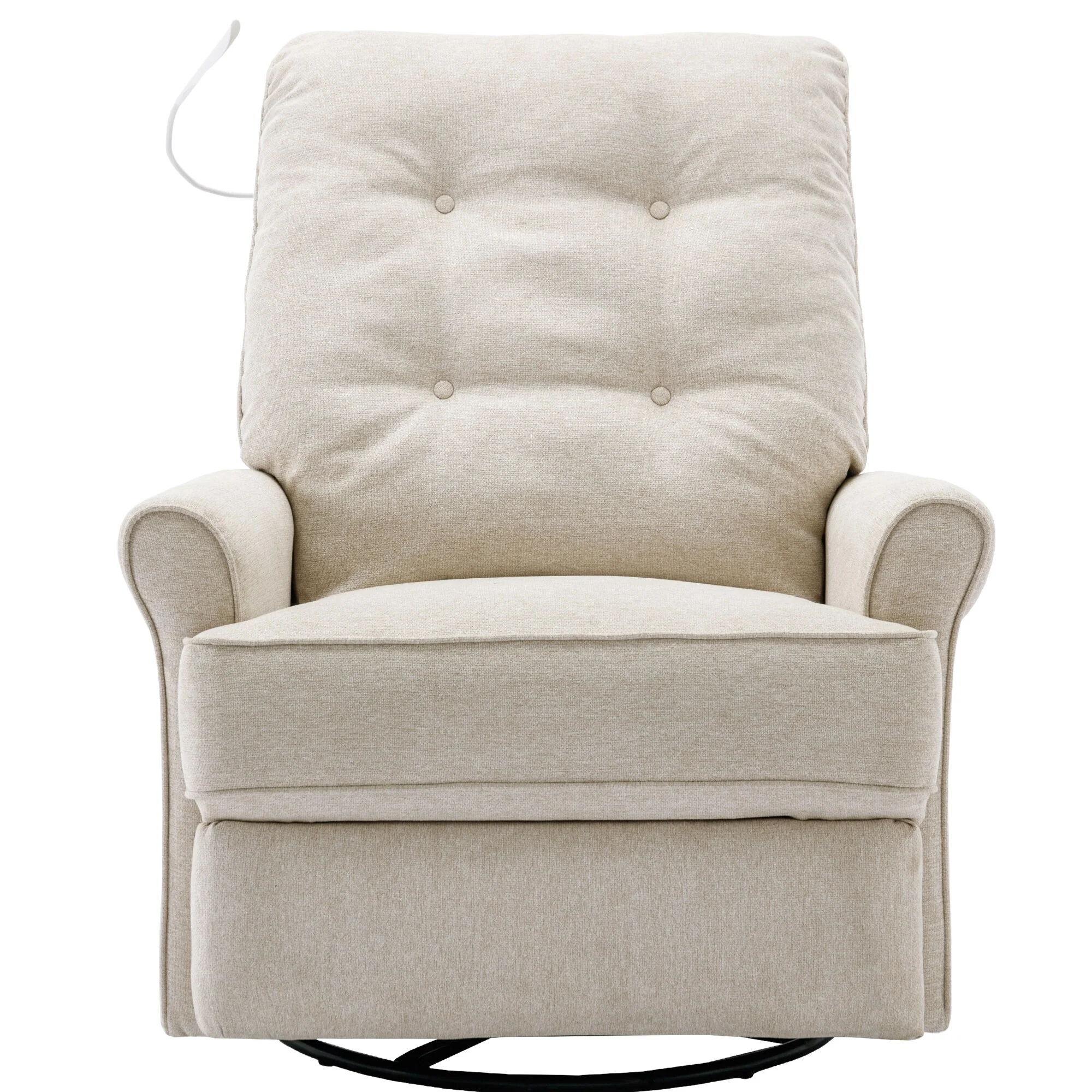Beige 270�� Swivel Recliner with USB, Rocking Base, and Side Pocket