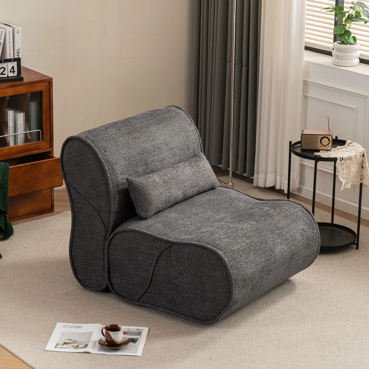 Soft Pellet Velvet Recliner, Comfortable Lounge Chair with Waist Pack Padding, Ideal for Living Room, Bedroom or Office