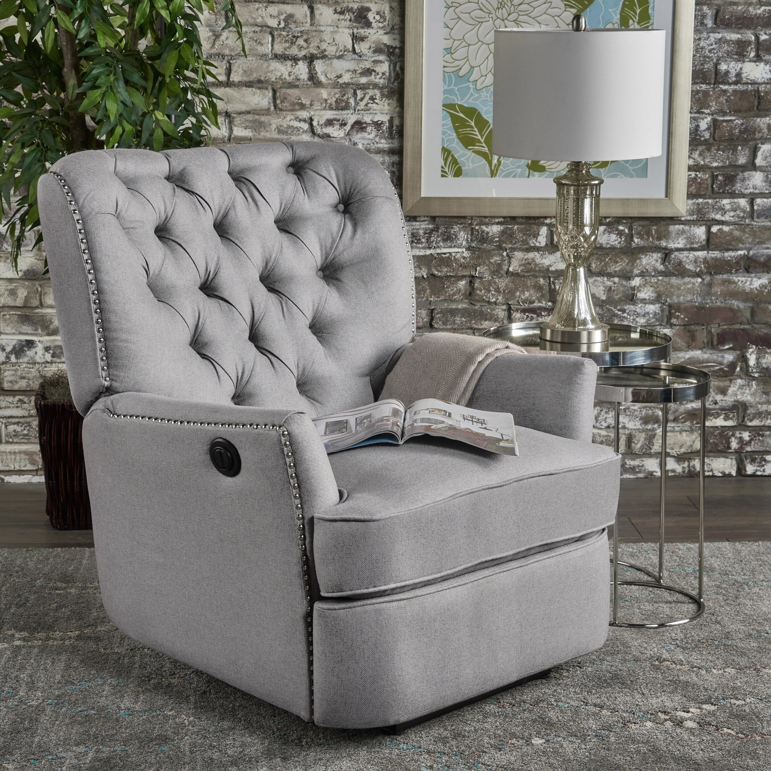 Salomo Tufted Fabric Power Recliner by Christopher Knight Home