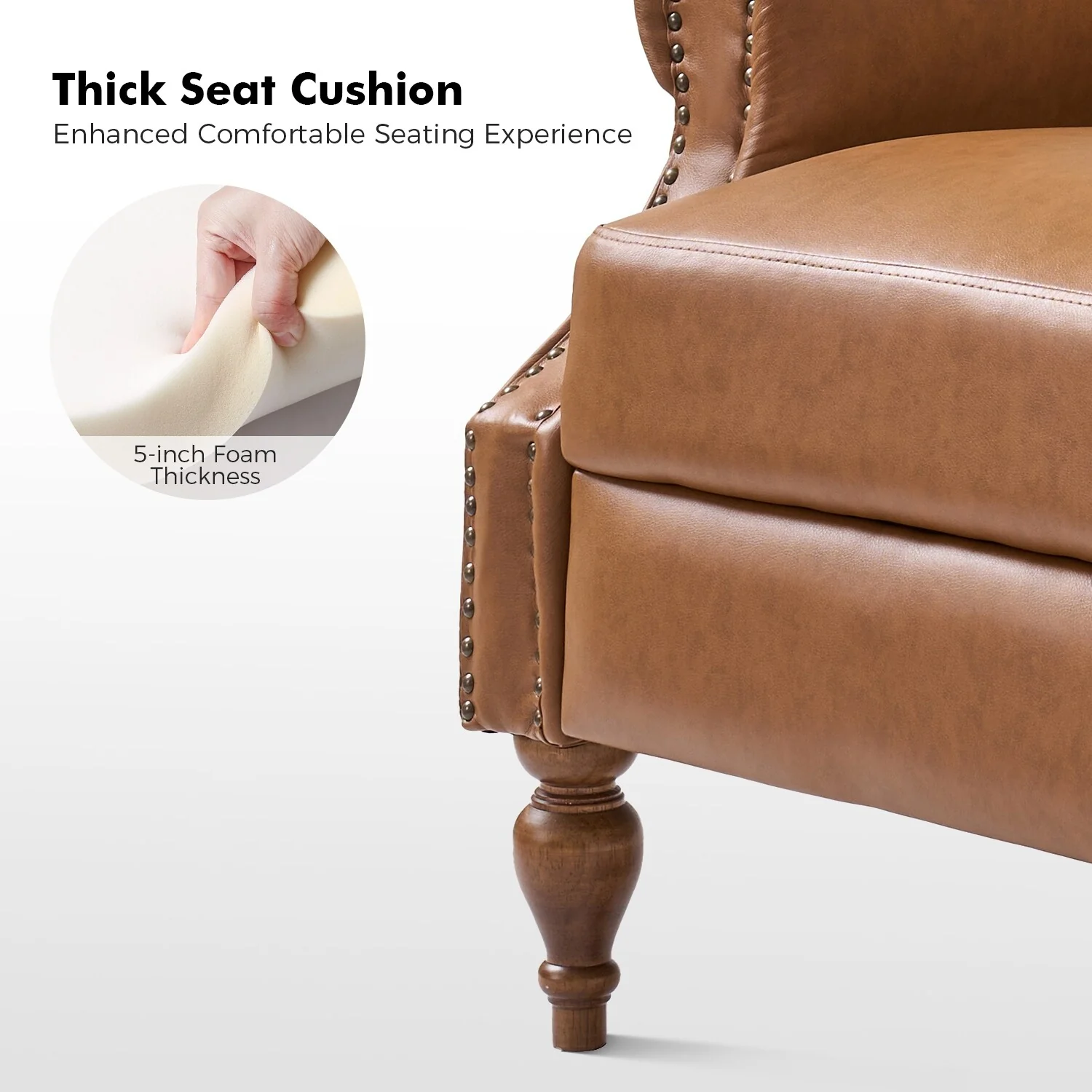 Terri Traditional Vegan Leather Manual Push Back Recliner by HULALA HOME