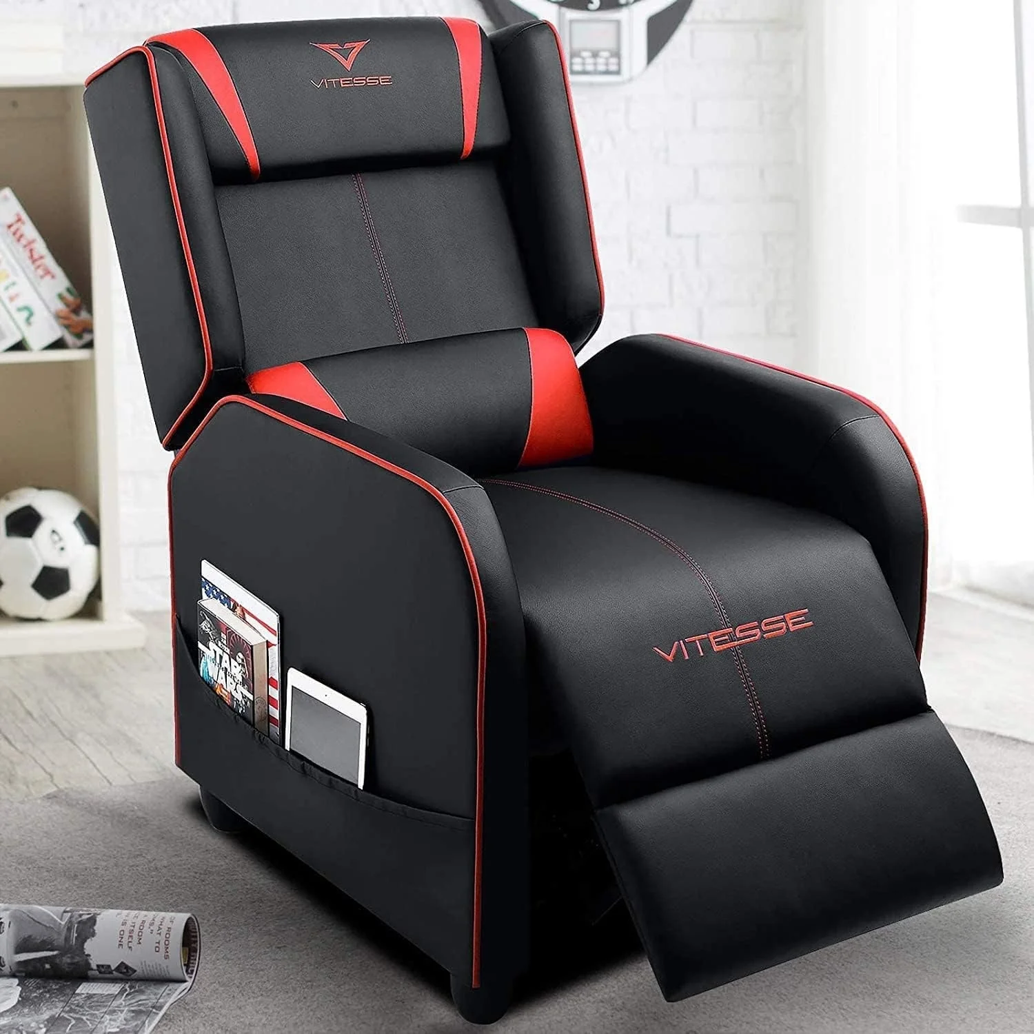 BOSSIN Gaming Recliner Chair Racing Style High Back Chair Living Room Recliners Theater Seating