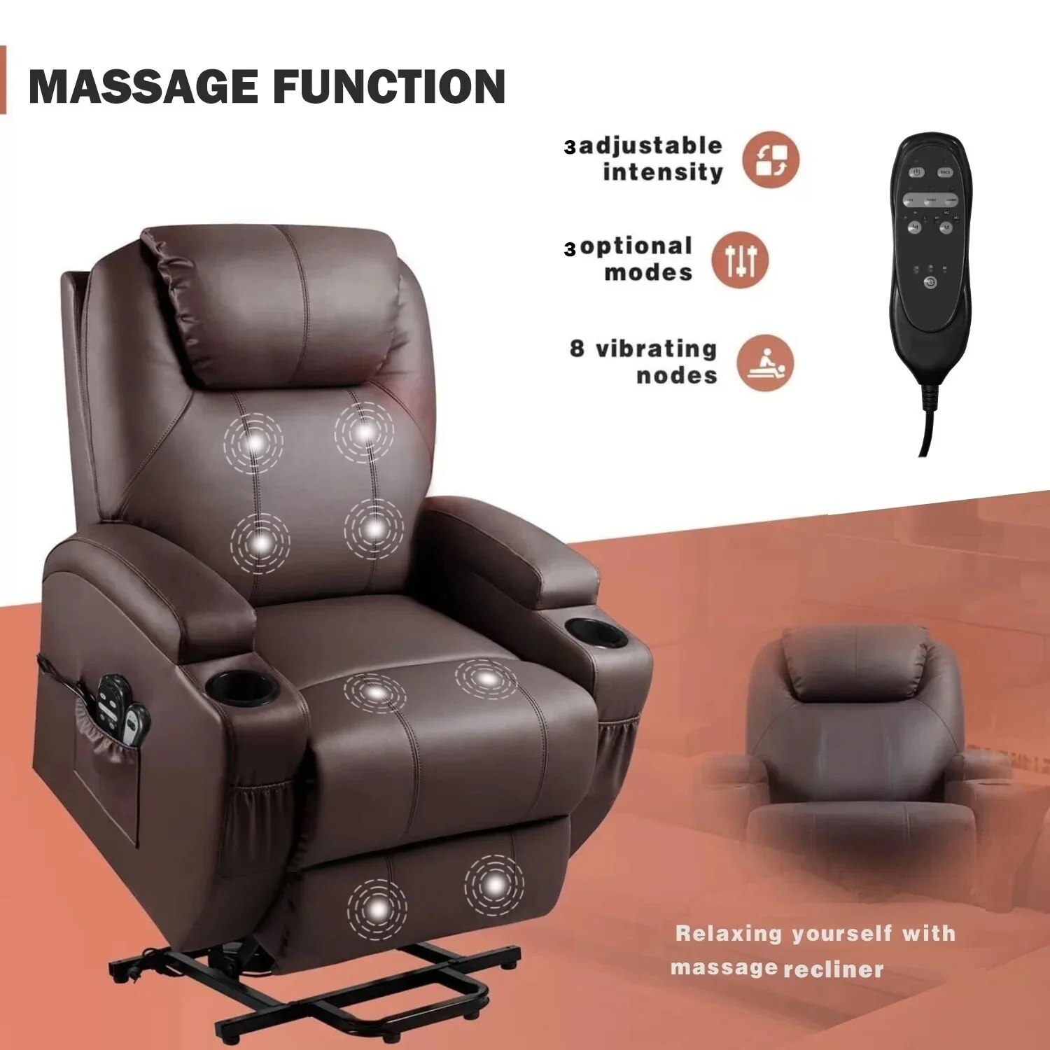 Homall Faux Leather Power Lift Recliner Chair with Massage