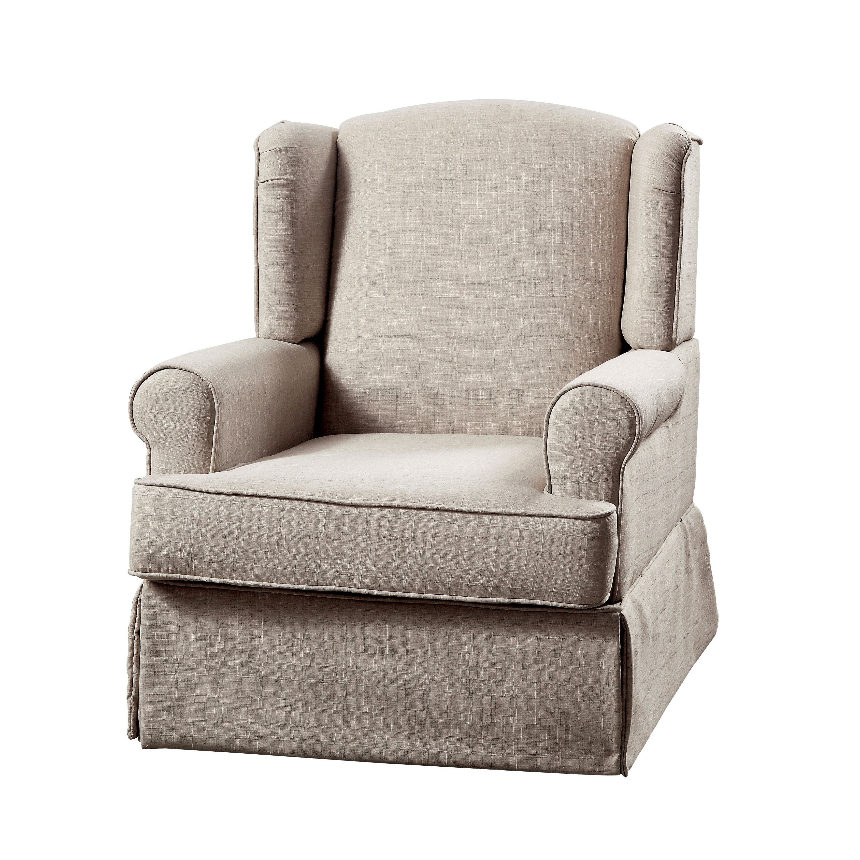 Keal Transitional Fabric Upholstered Skirted Glider Rocker Chair by Furniture of America