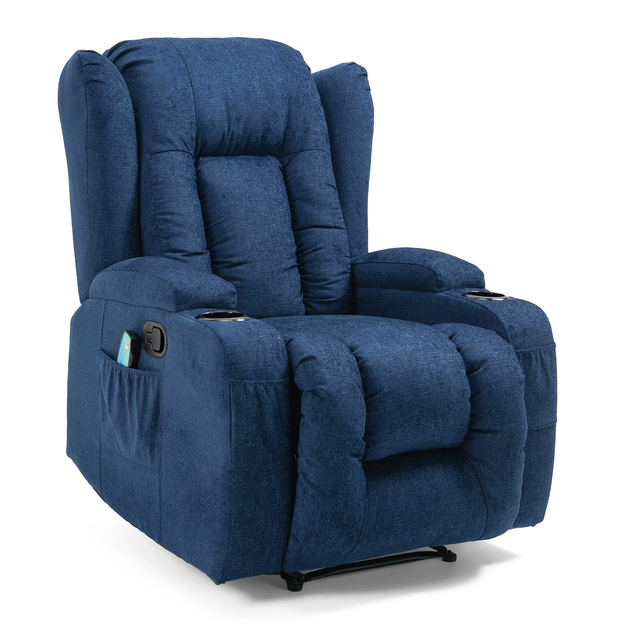 Massage Recliner with Heating, 5 Modes, Cup Holders, Remote Control, and Manual Reclining Feature
