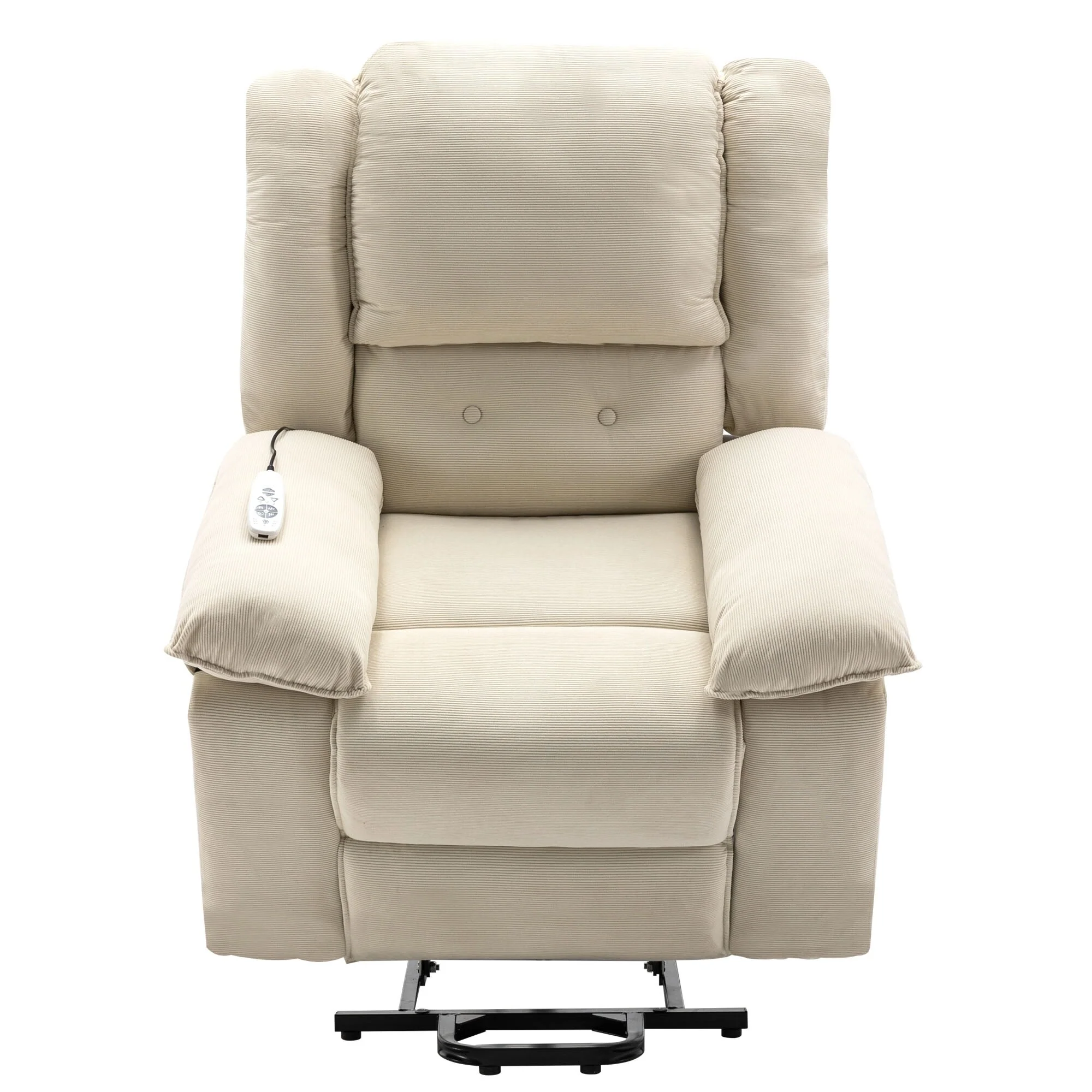 Beige Power Lift Recliner with Massage, Heating, Infinite Recline, Side Pockets, and Retractable Armrests