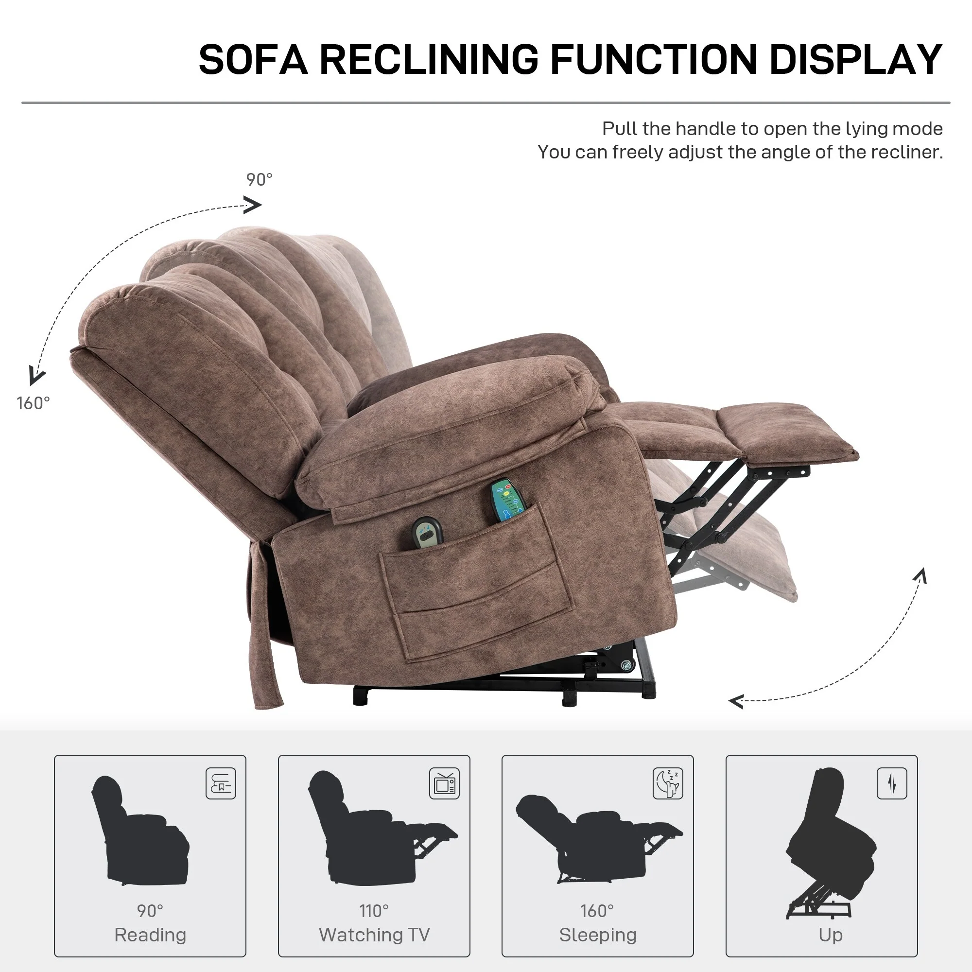 Grey Power Lift Recliner with Massage & Adjustable Positions