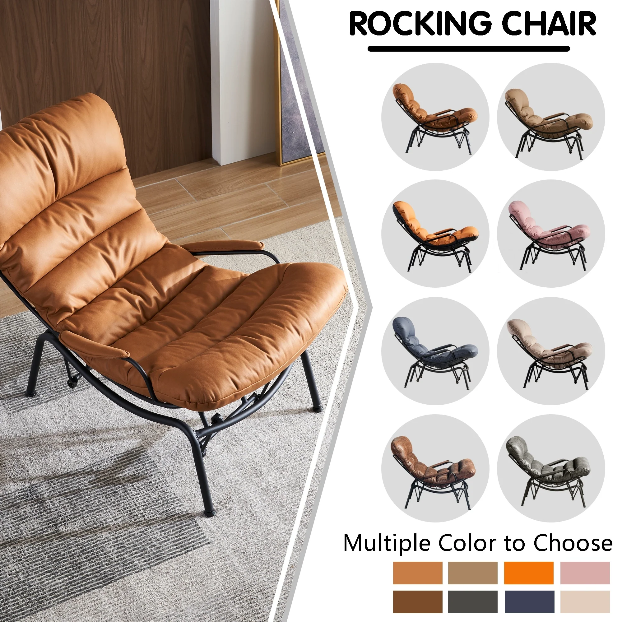 OVIOS Living Room Accent Chair Rocking Recliner Chair with Ottoman