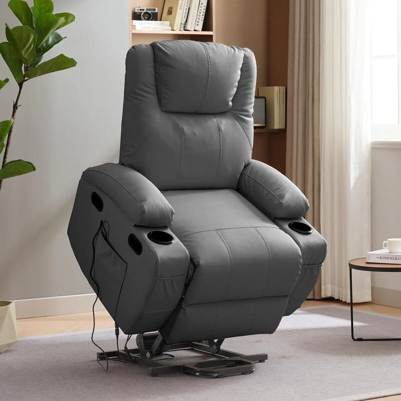 Mixoy Power Lift Massage Recliner Chair for Elderly,with Heat,Infinite Position,Side Pocket,Cup Holders,USB Charge Port