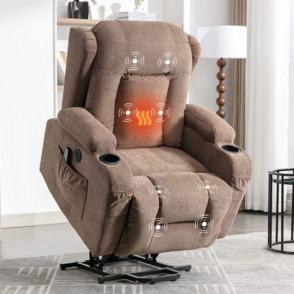 Modern Power Lift Recliner Chair w/Massage  Heat, Infinite Position