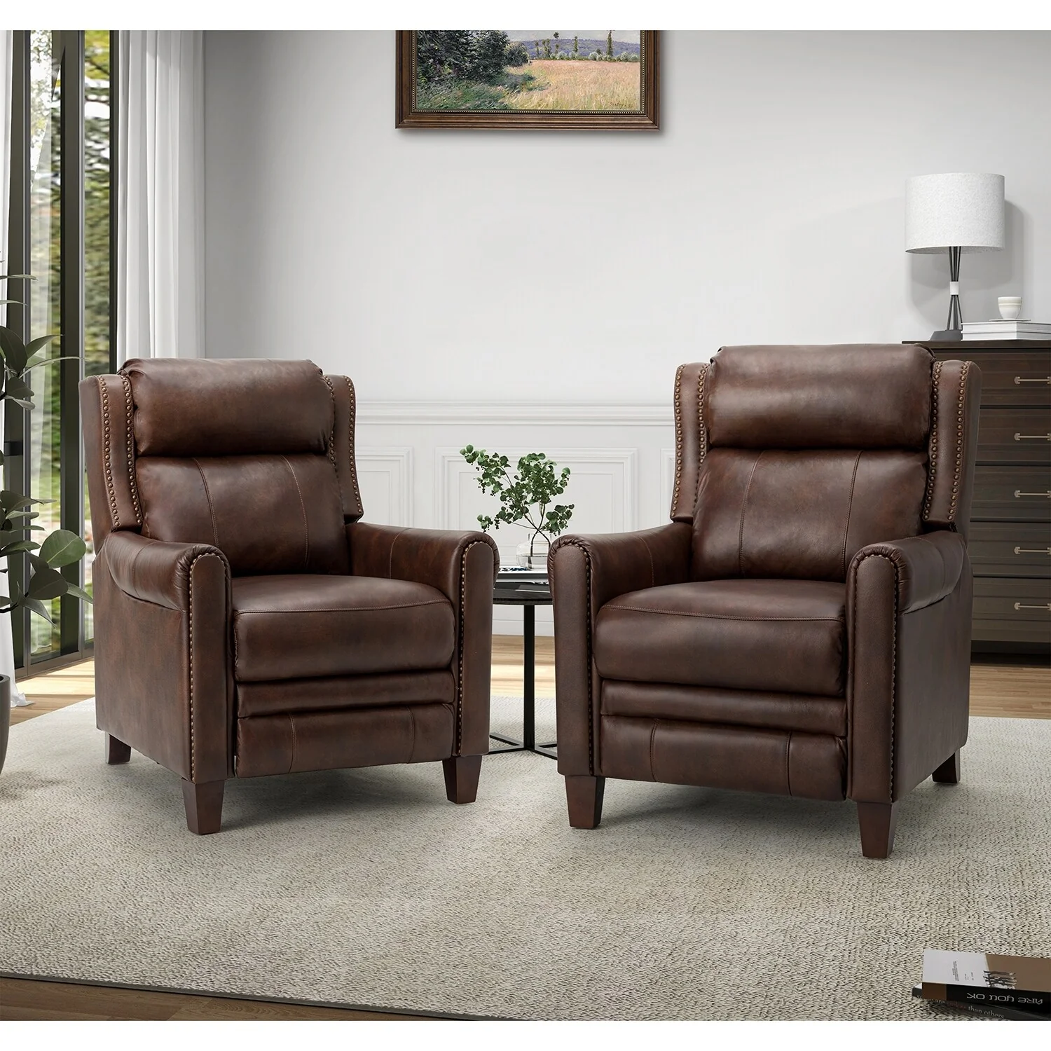 Felisa 32.48 Wide Genuine Leather Manual Recline Set of 2