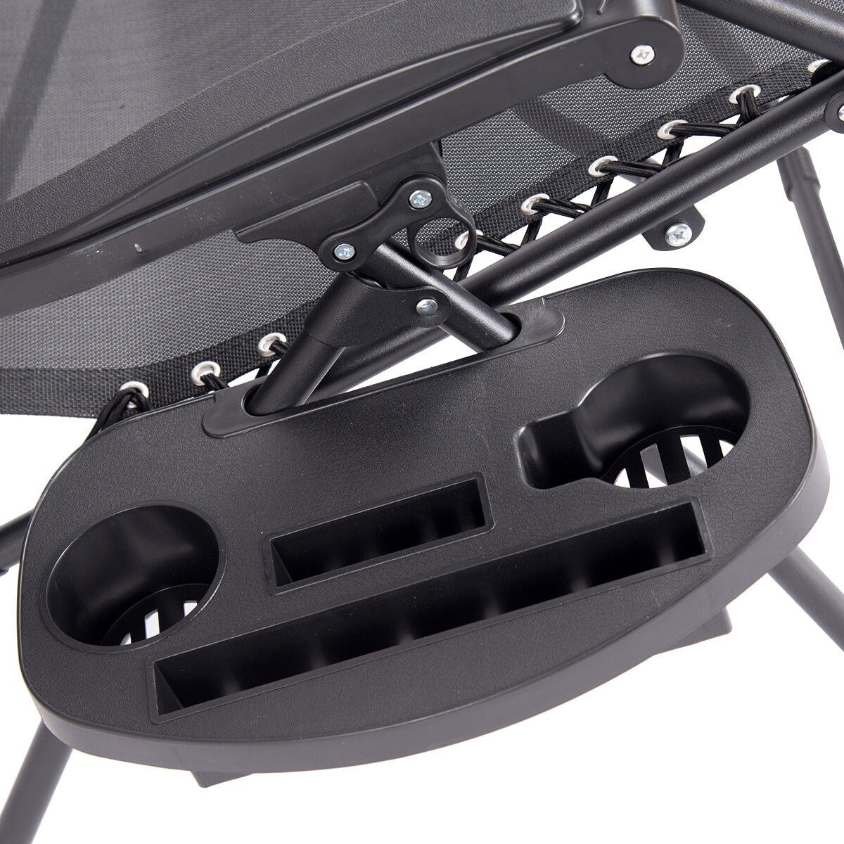 Gymax Folding Recliner Zero Gravity Lounge Chair W/ Shade Canopy Cup