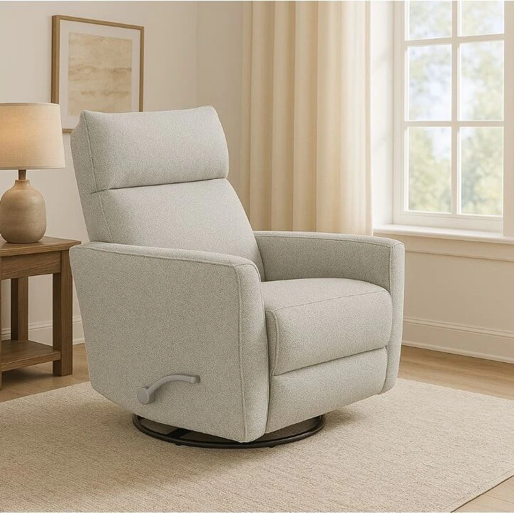 Gellar Upholstered Swivel Recliner, Granite