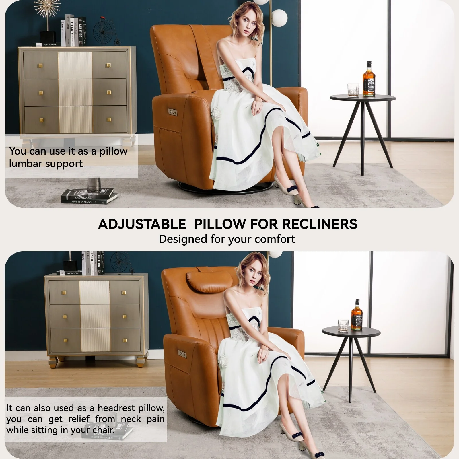 Swivel and Rocker Power Recliner Chair with Lumbar