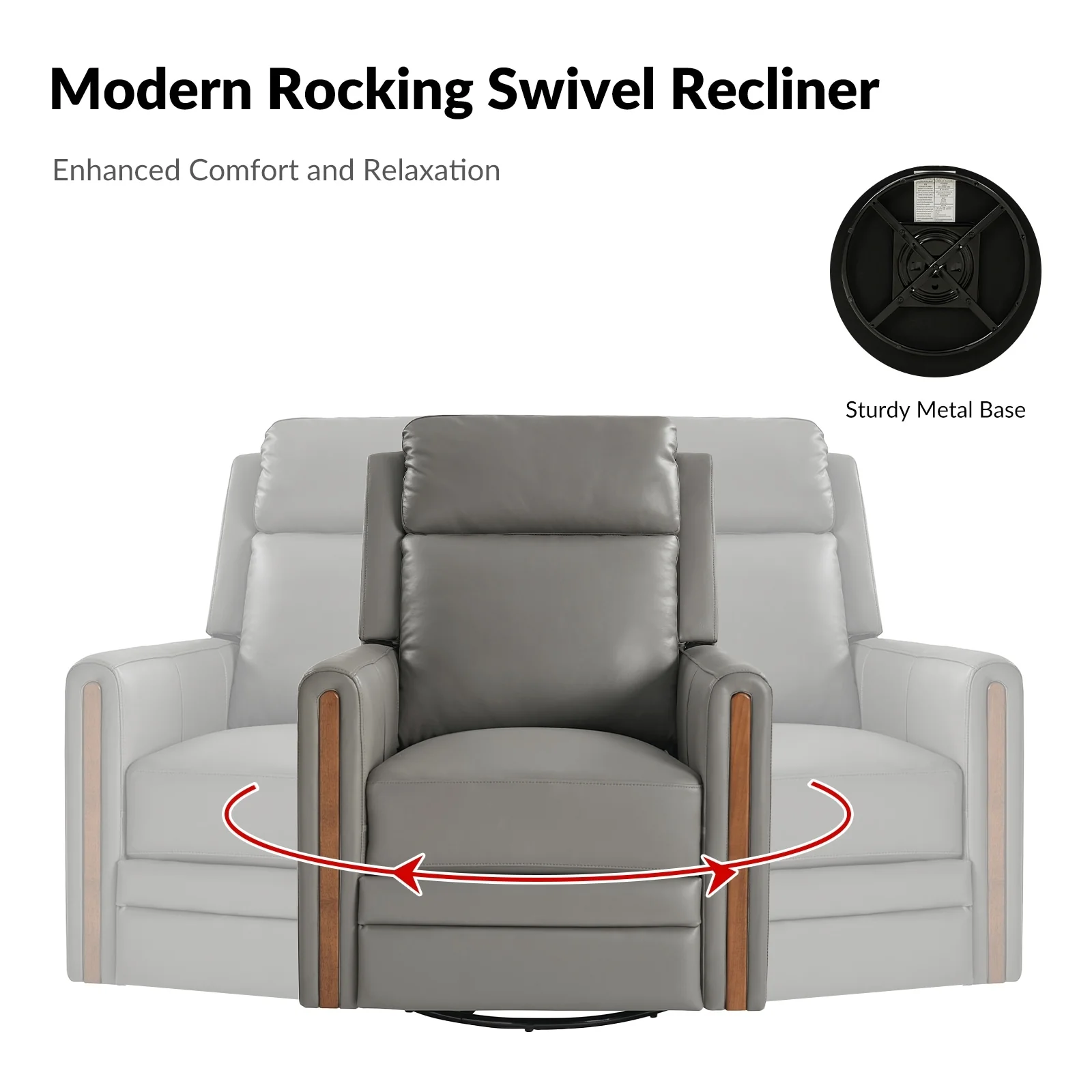 Jaime Modern Genuine Leather Power Rocking Swivel Recliner with Adjustable Headrest and Footrest Set of 2 by HULALA HOME