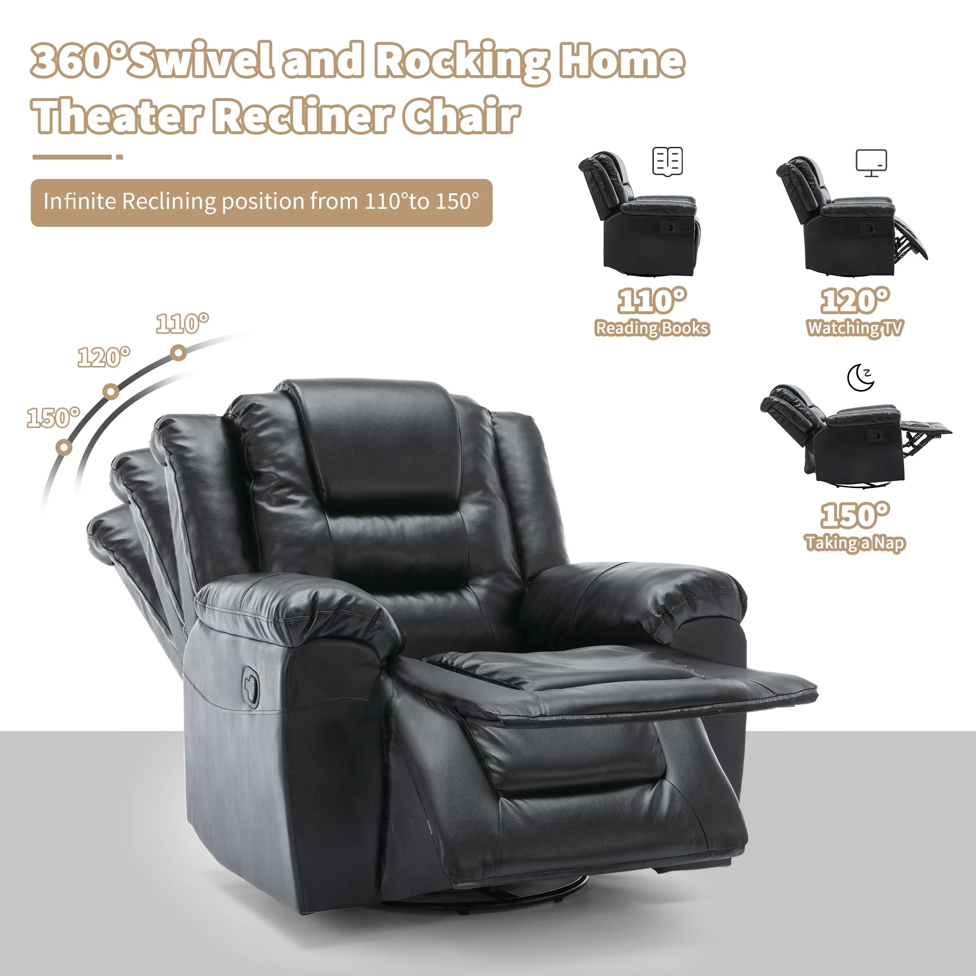 360��Swivel and Rocking Home Theater Recliner