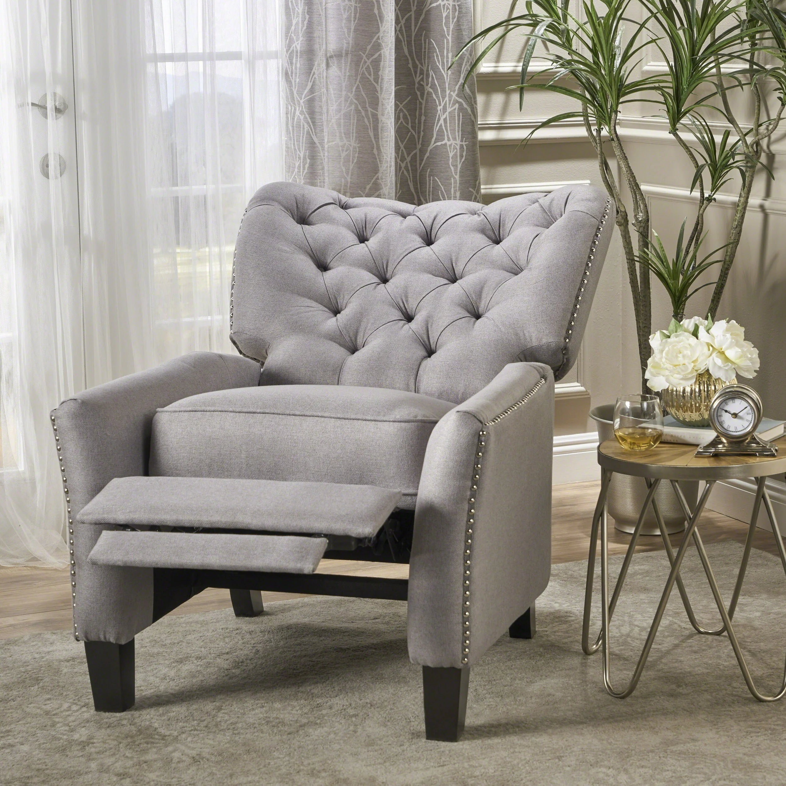Cerelia Tufted Fabric Recliner by Christopher Knight Home