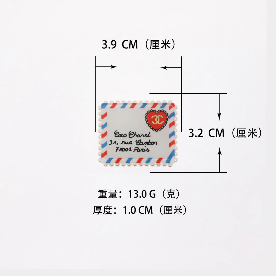 BCB290 Square pearl acrylic brooch with heart and leatters - ccjewelryacc