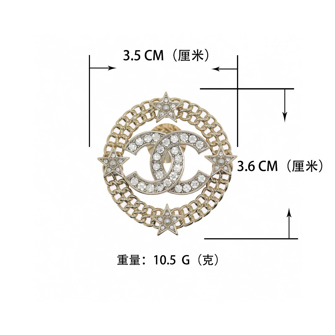 BCB322 Round Hollow-Out star crystal cc brooch pin - ccjewelryacc