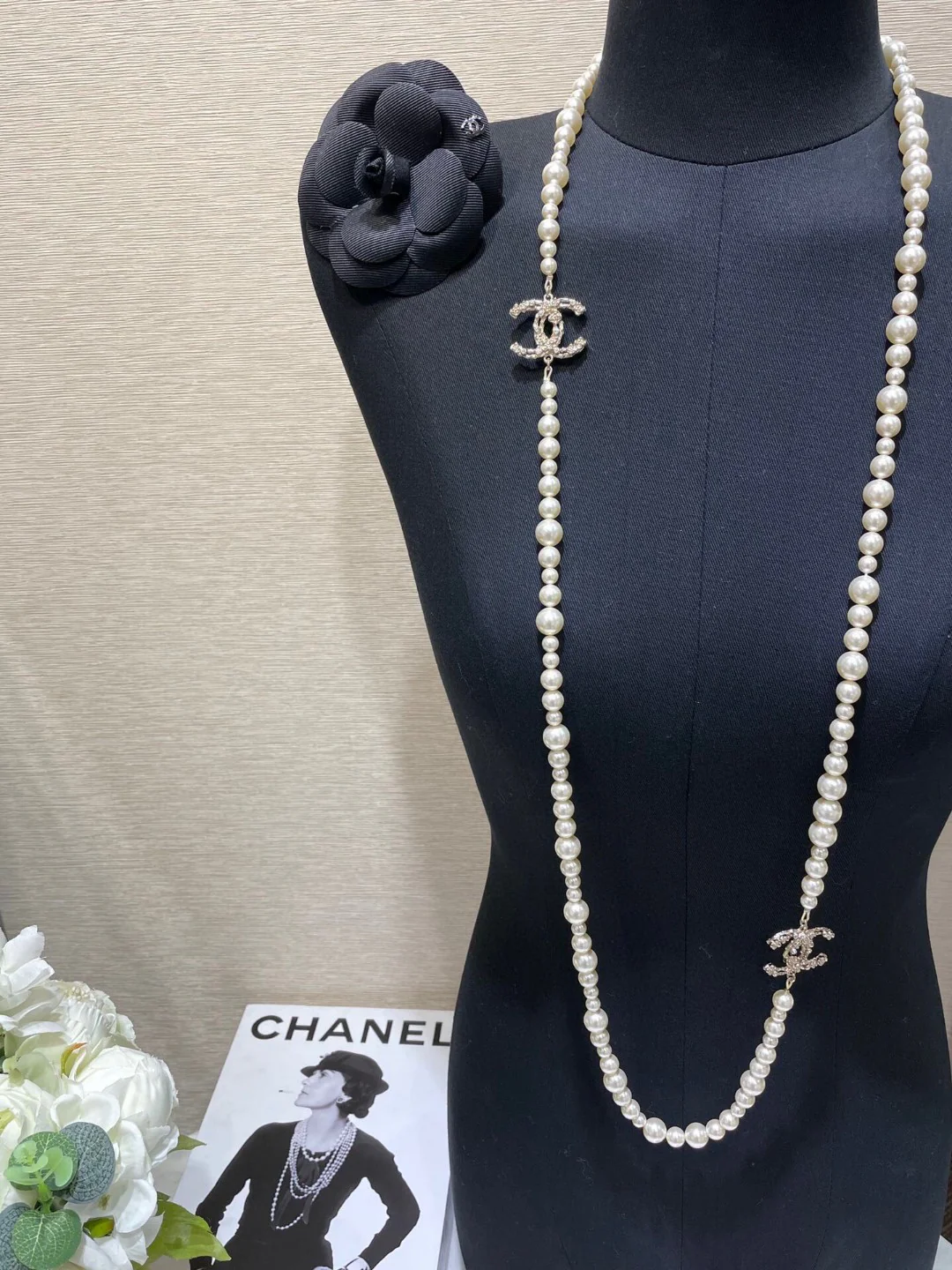 CCL019 CC Long pearl Necklace sweater chain - ccjewelryacc