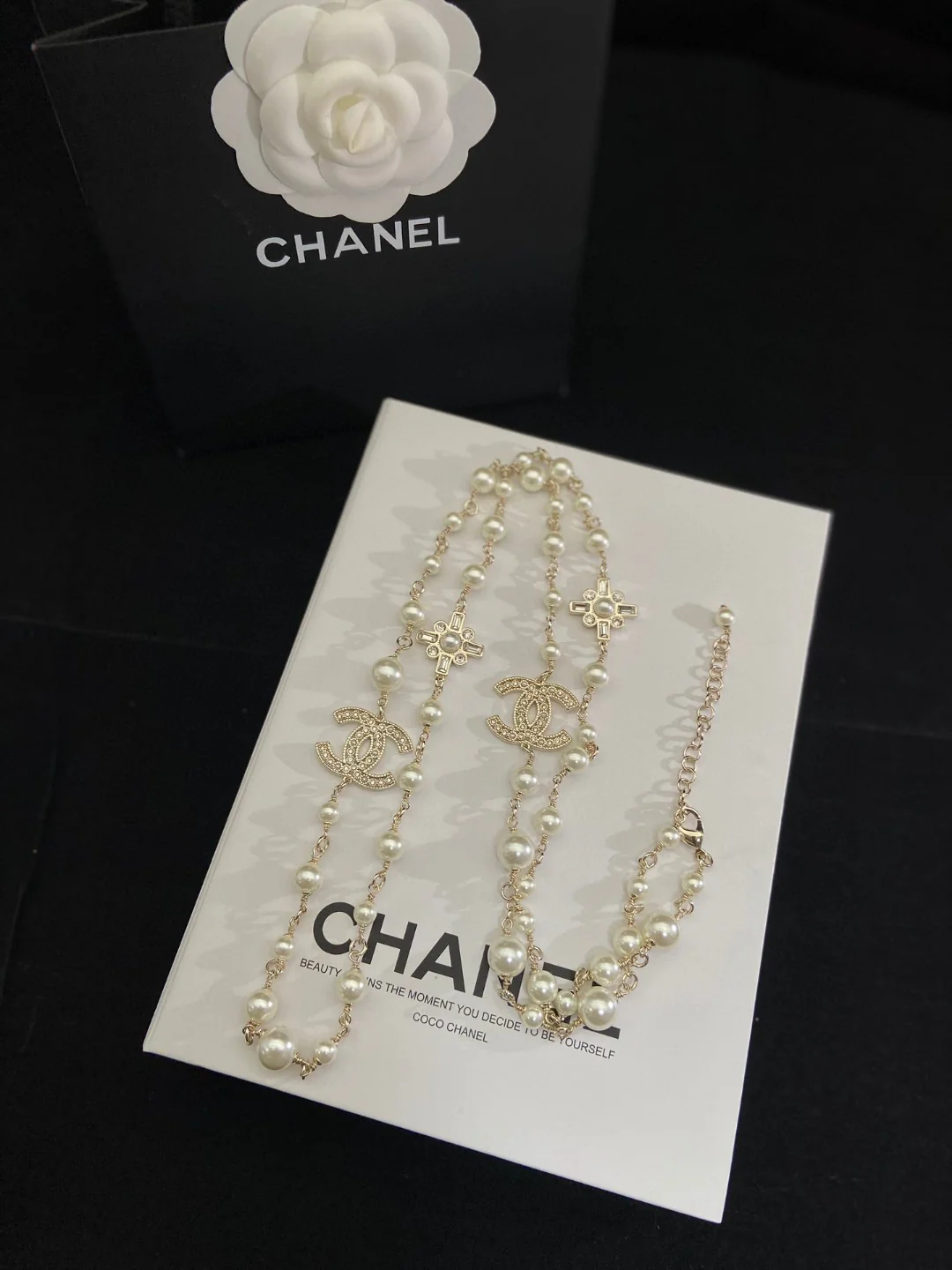 CCL229 High quality CC Pearl Long Chain Sweater Necklace - ccjewelryacc