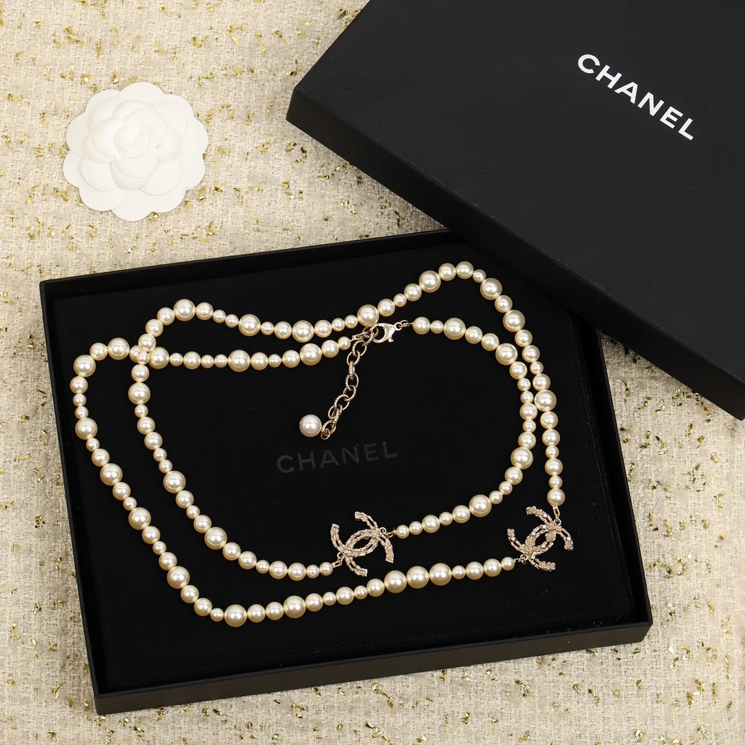 CCL019 CC Long pearl Necklace sweater chain - ccjewelryacc