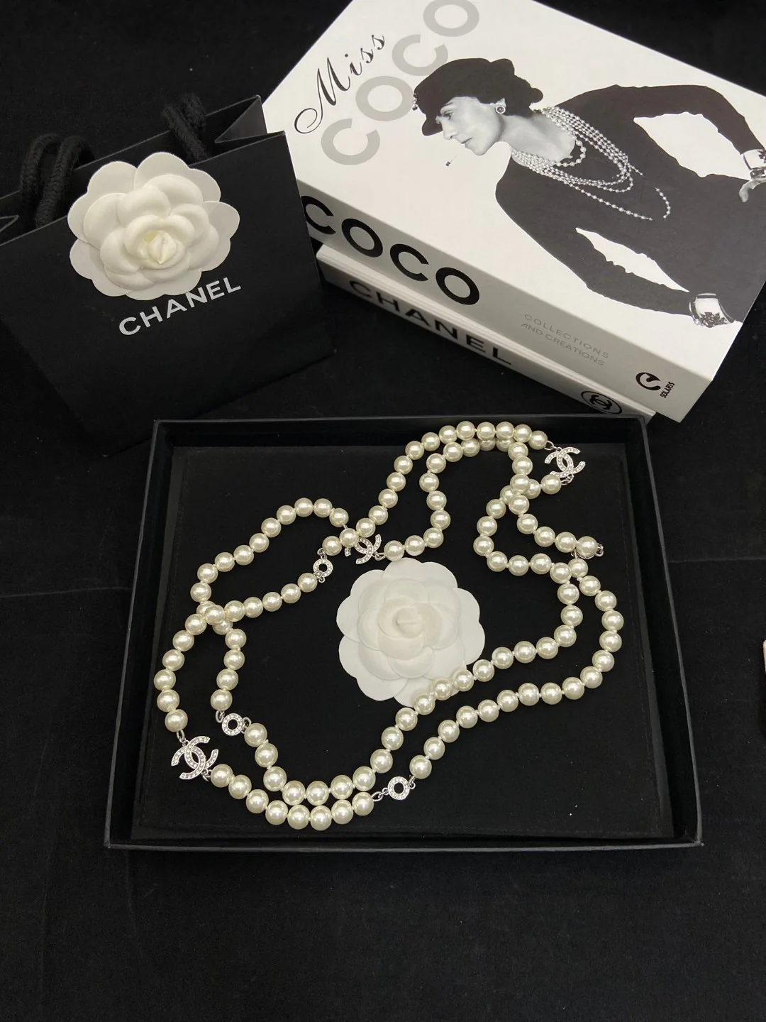CCL243 Top Quality CC Pearl Long Chain Necklace sweater chain - ccfashionjewelry