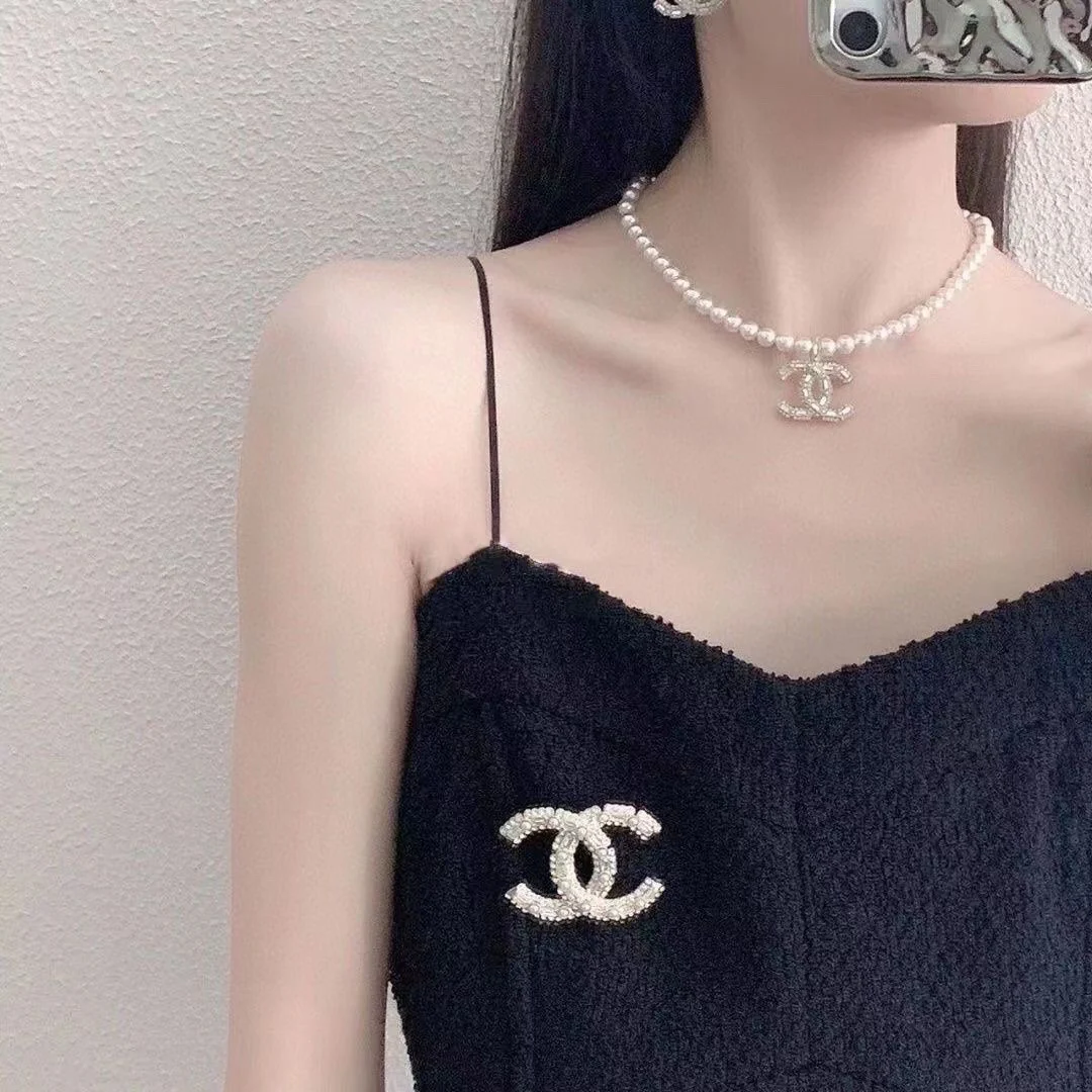 BCB123 100th anniversary crystal and pearl cc Brooch pin - ccjewelryacc