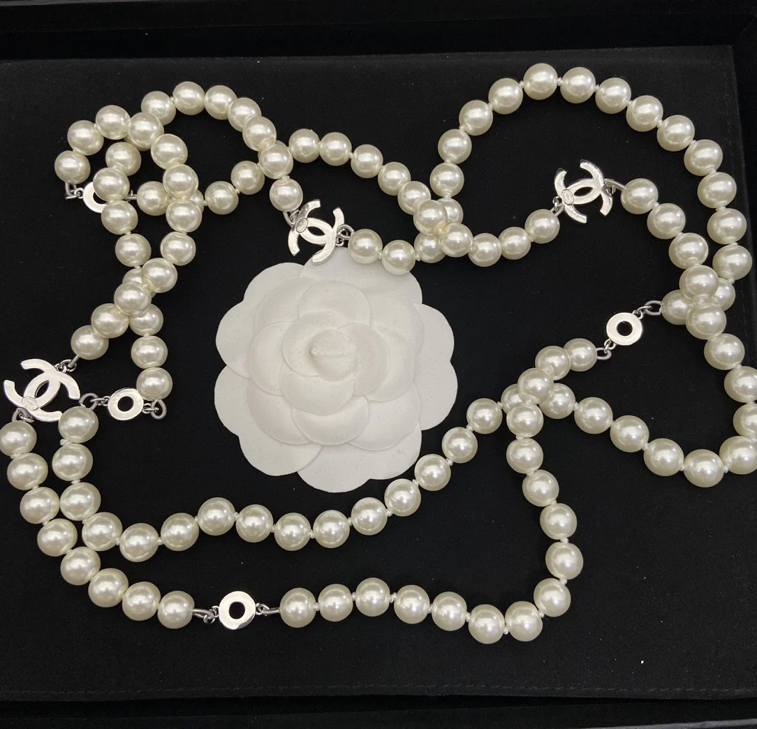 CCL243 Top Quality CC Pearl Long Chain Necklace sweater chain - ccfashionjewelry