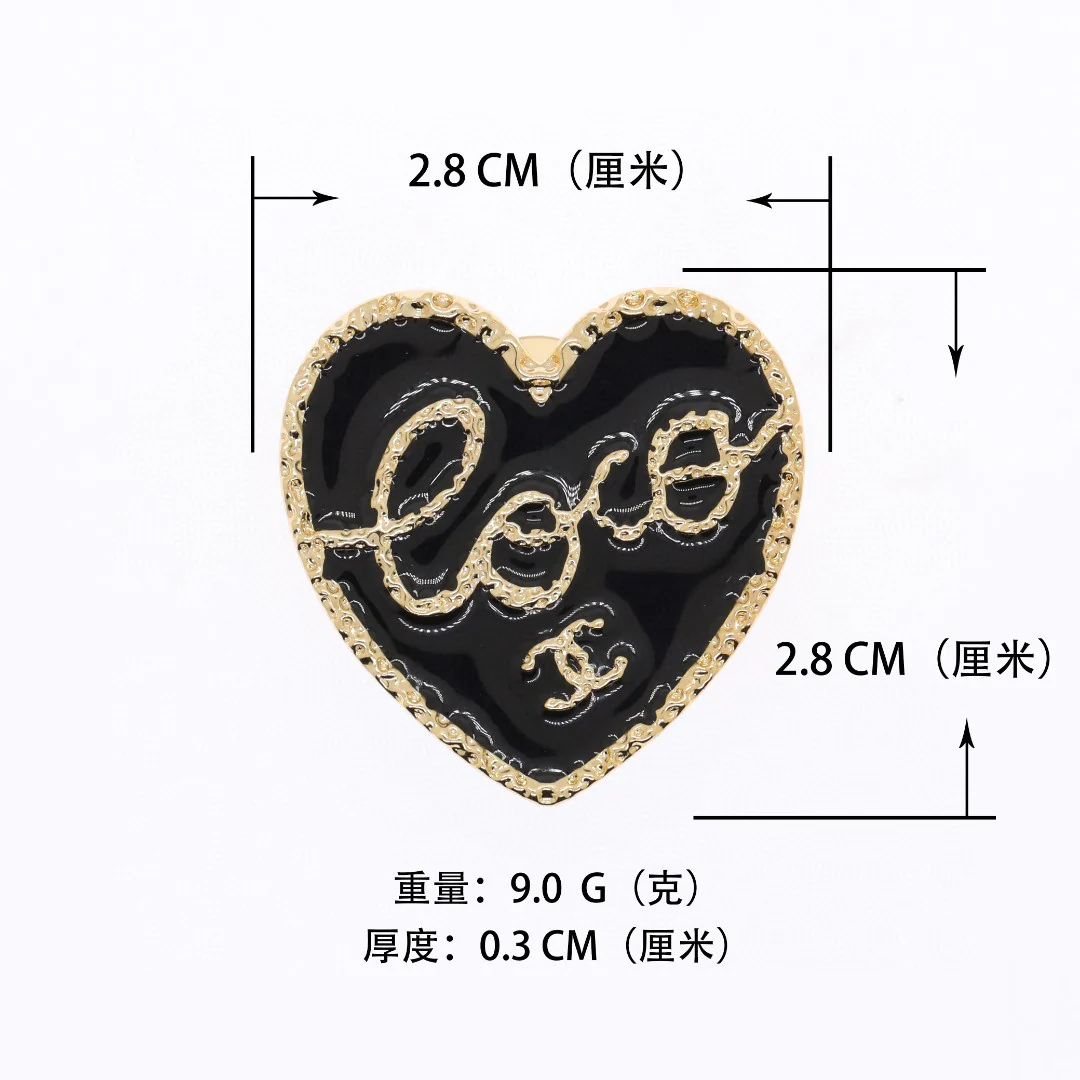 BCB299 Coco Black enamel heart / Four Leaf Clover brooch Pin - ccjewelryacc