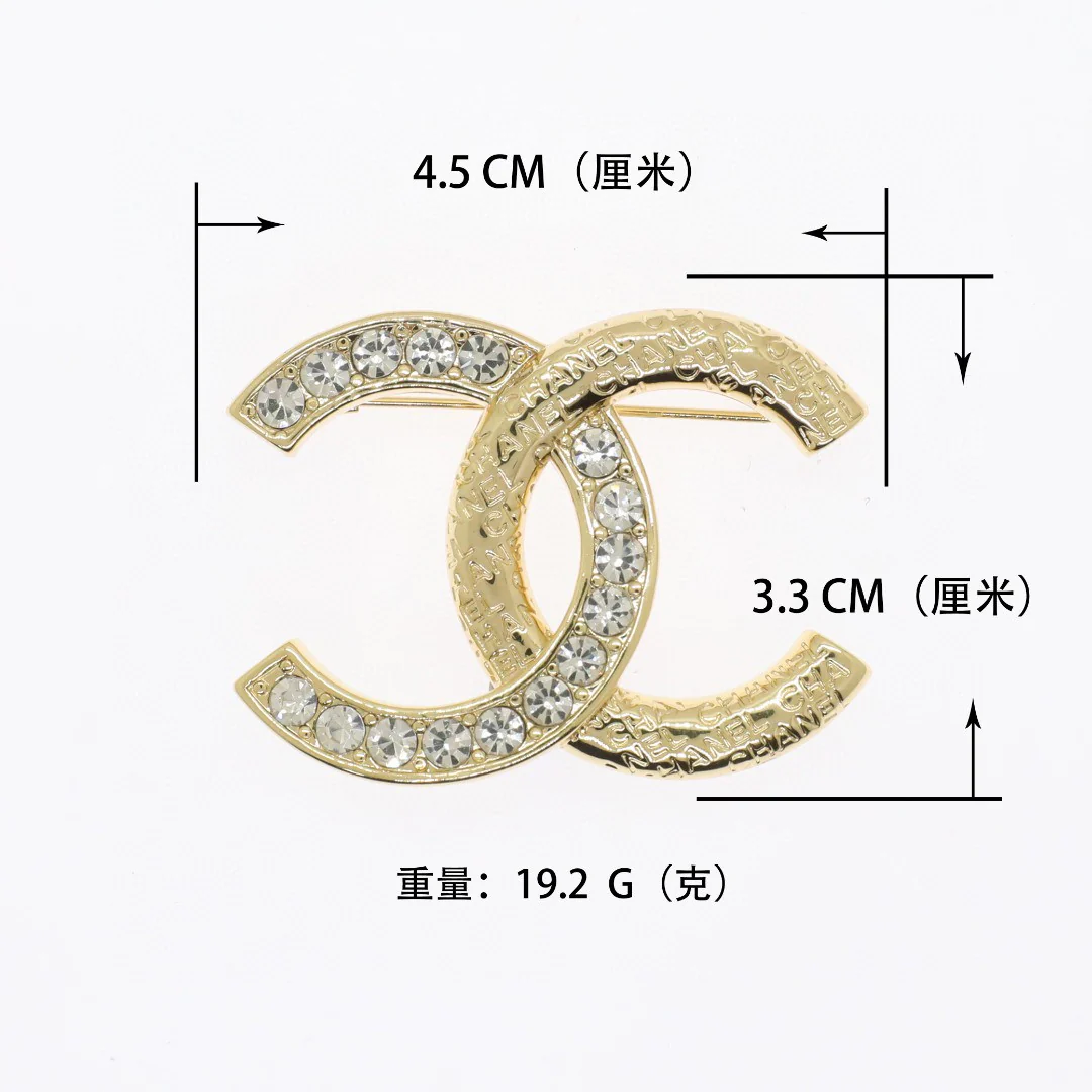 BCB293 Metal embossment and crystal cc brooch pin - ccjewelryacc