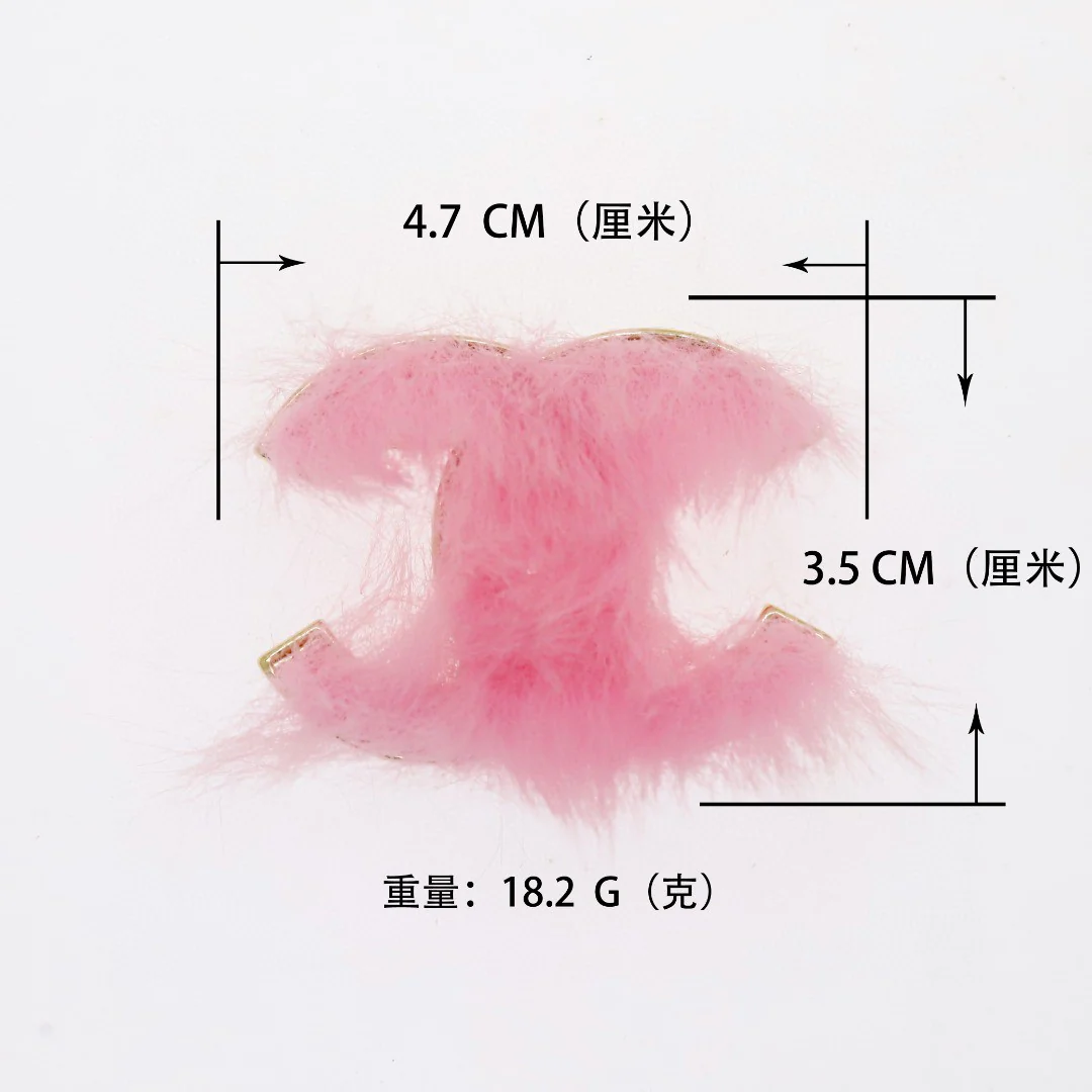 BCB256 Pink plush CC logo brooch pin - ccjewelryacc