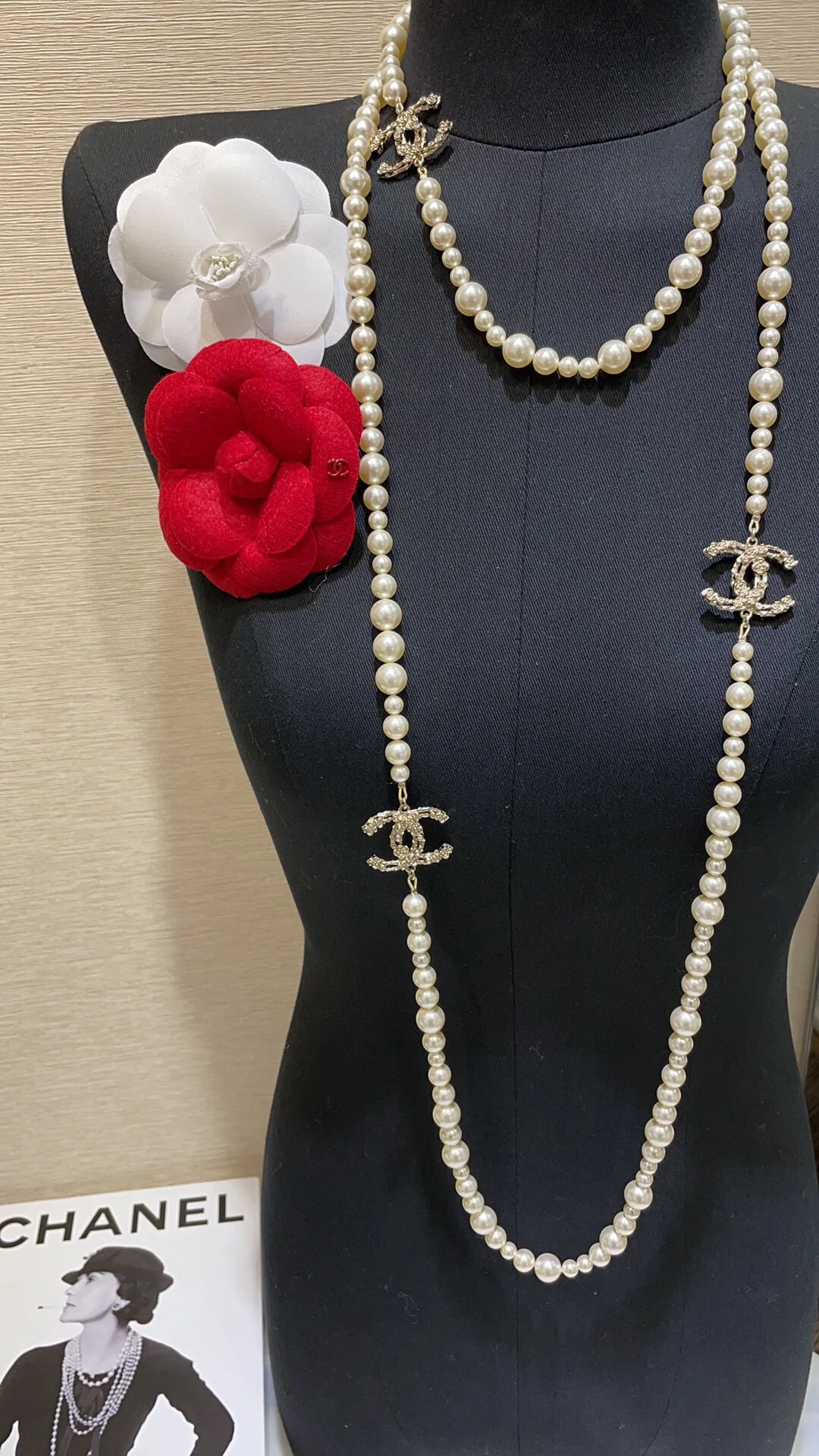 CCL019 CC Long pearl Necklace sweater chain - ccjewelryacc