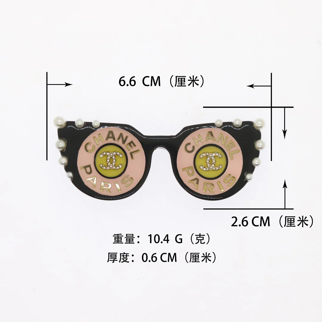 BCB257  Acrylic sunglasses with pearl CC brooch - ccjewelryacc