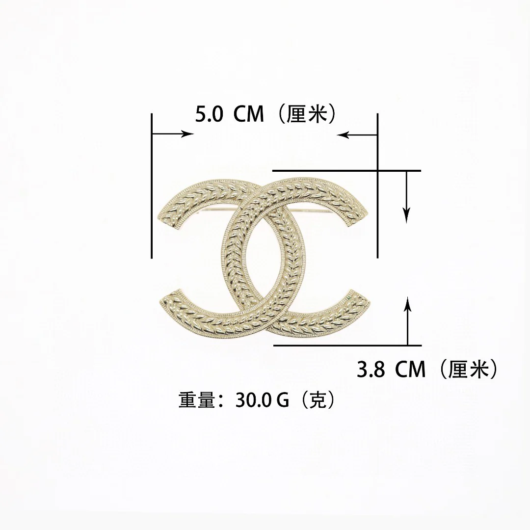 BCB285 Embossed wheat flower CC logo brooch pin - ccjewelryacc