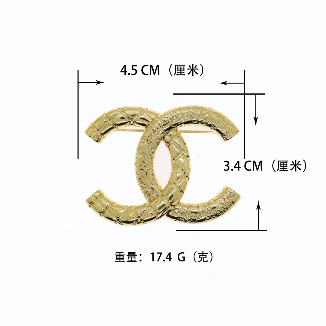 BCB289 24P metal embossment CC logo brooch pin - ccjewelryacc