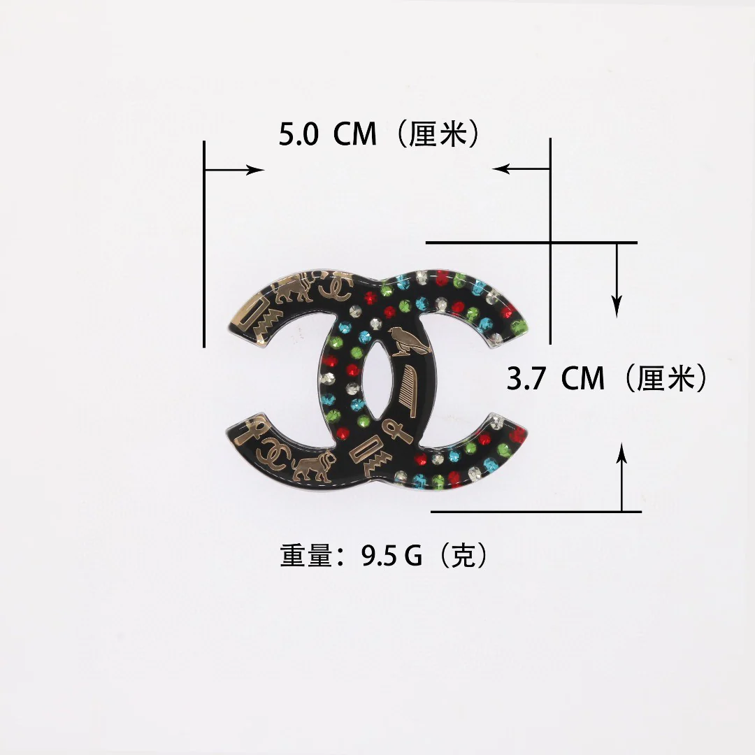 BCB253 Acrylic with colorful crystal animal design CC logo brooch pin - ccjewelryacc