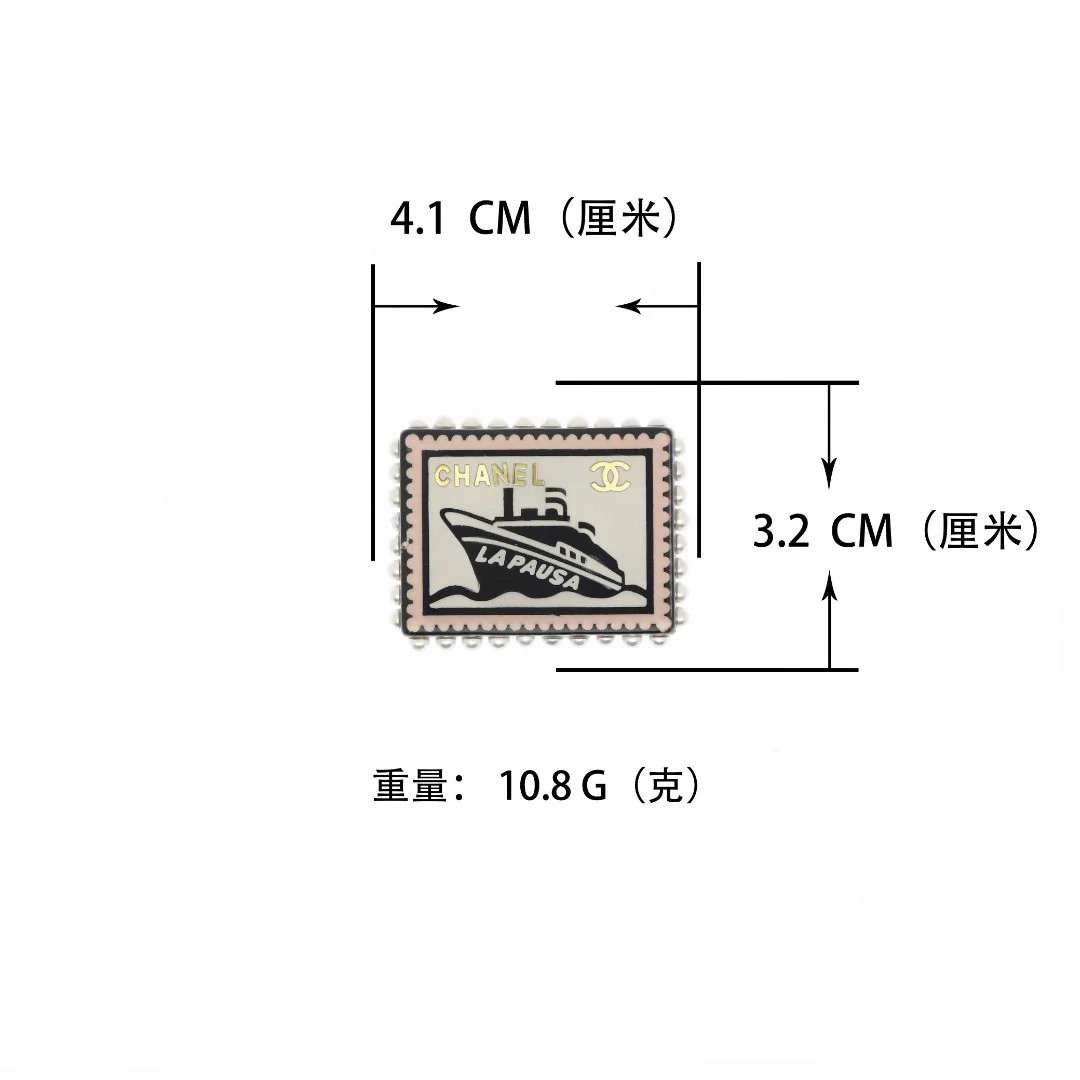 BCB295 Acrylic cruise stamps with pearl square brooch pin - ccjewelryacc