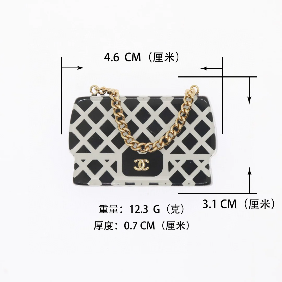 BCB255  Acrylic Ling plaid chain bag with CC logo brooch pin - ccjewelryacc