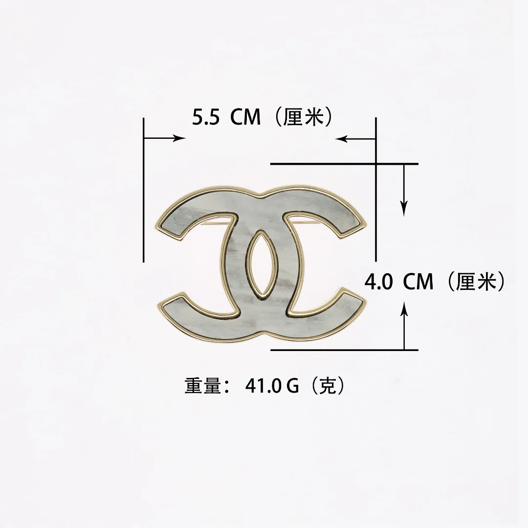 BCB280 Metal marbling CC logo brooch pin - ccjewelryacc