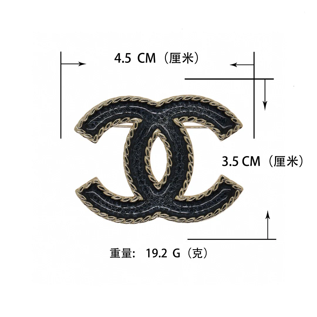 BCB305 24 Denim texture enamel CC logo brooch pin - ccjewelryacc