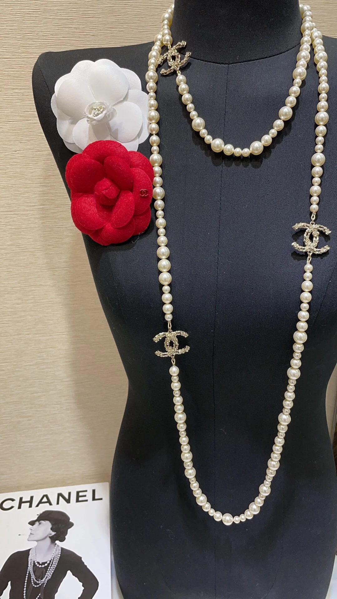 CCL019 CC Long pearl Necklace sweater chain - ccjewelryacc