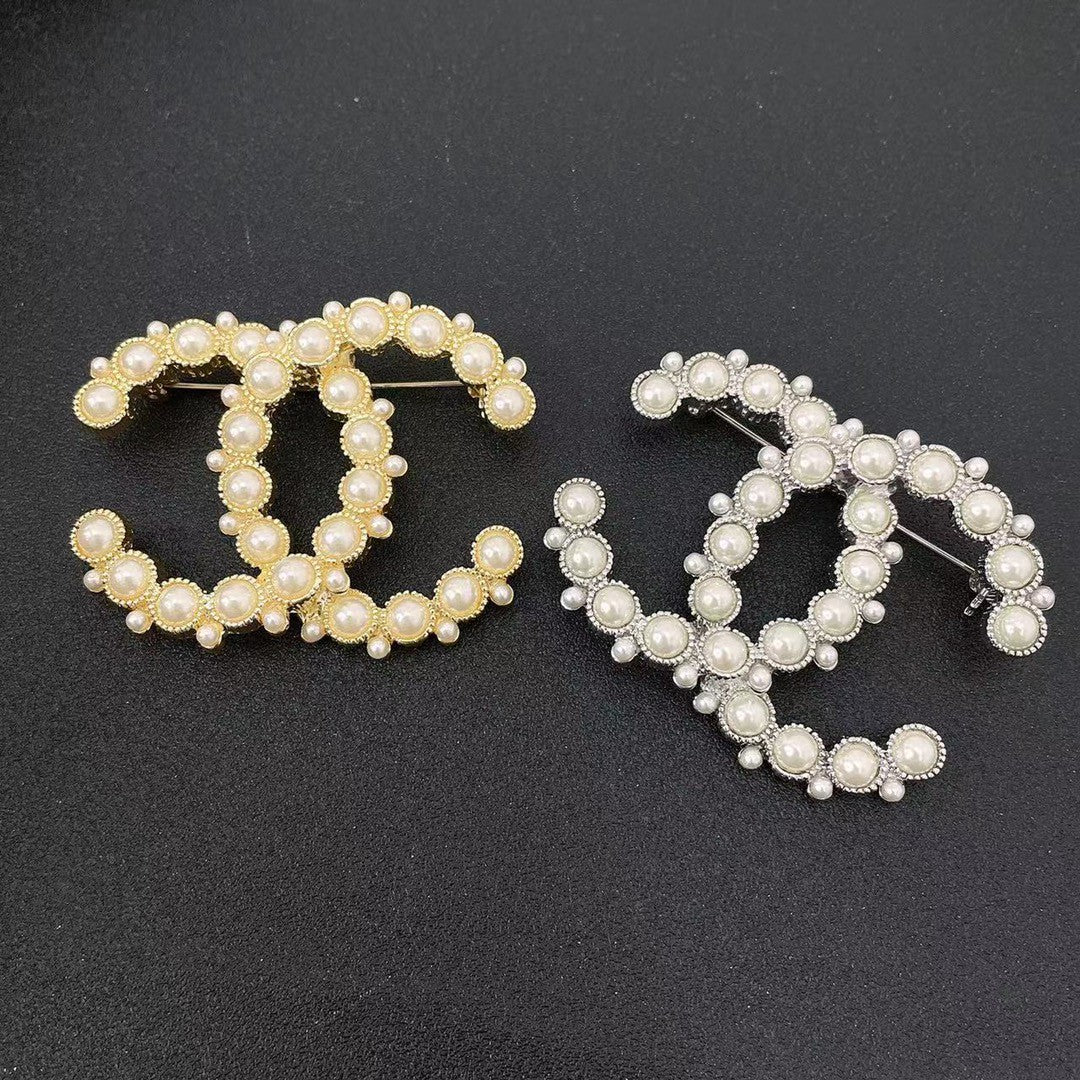 BCB120 Pearl CC logo brooch Pin - ccjewelryacc