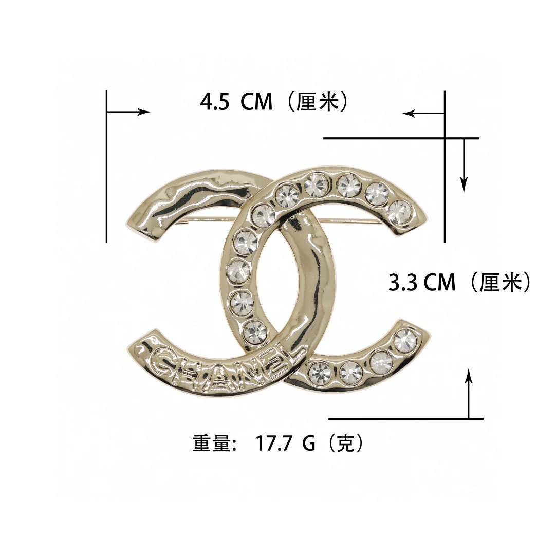 BCB311 24p Metal crysatl  CC logo brooch pin - ccjewelryacc