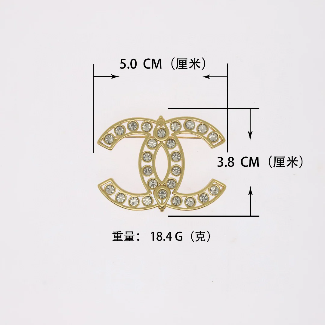 BCB287 Rhinestone CC logo brooch pin - ccjewelryacc