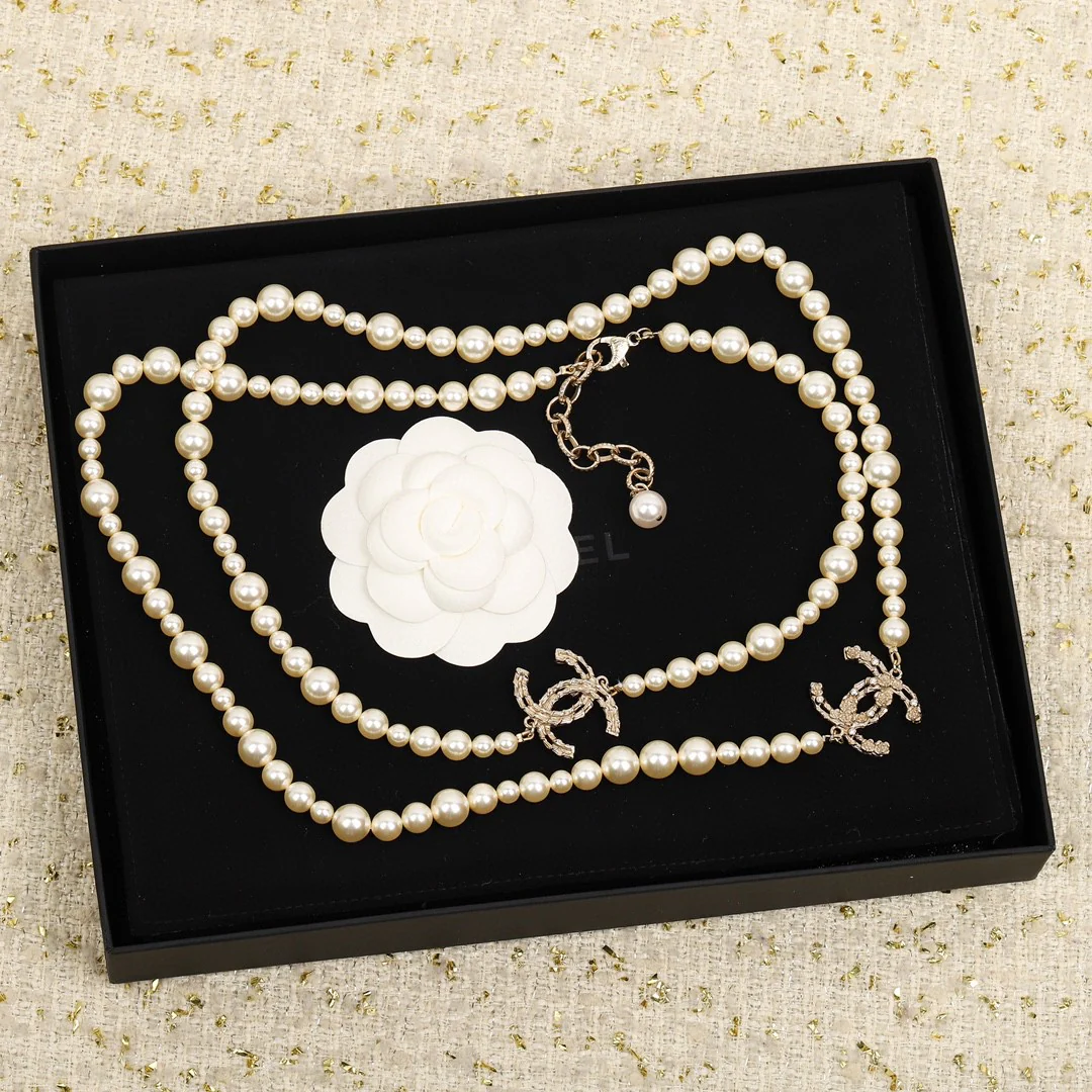 CCL019 CC Long pearl Necklace sweater chain - ccjewelryacc