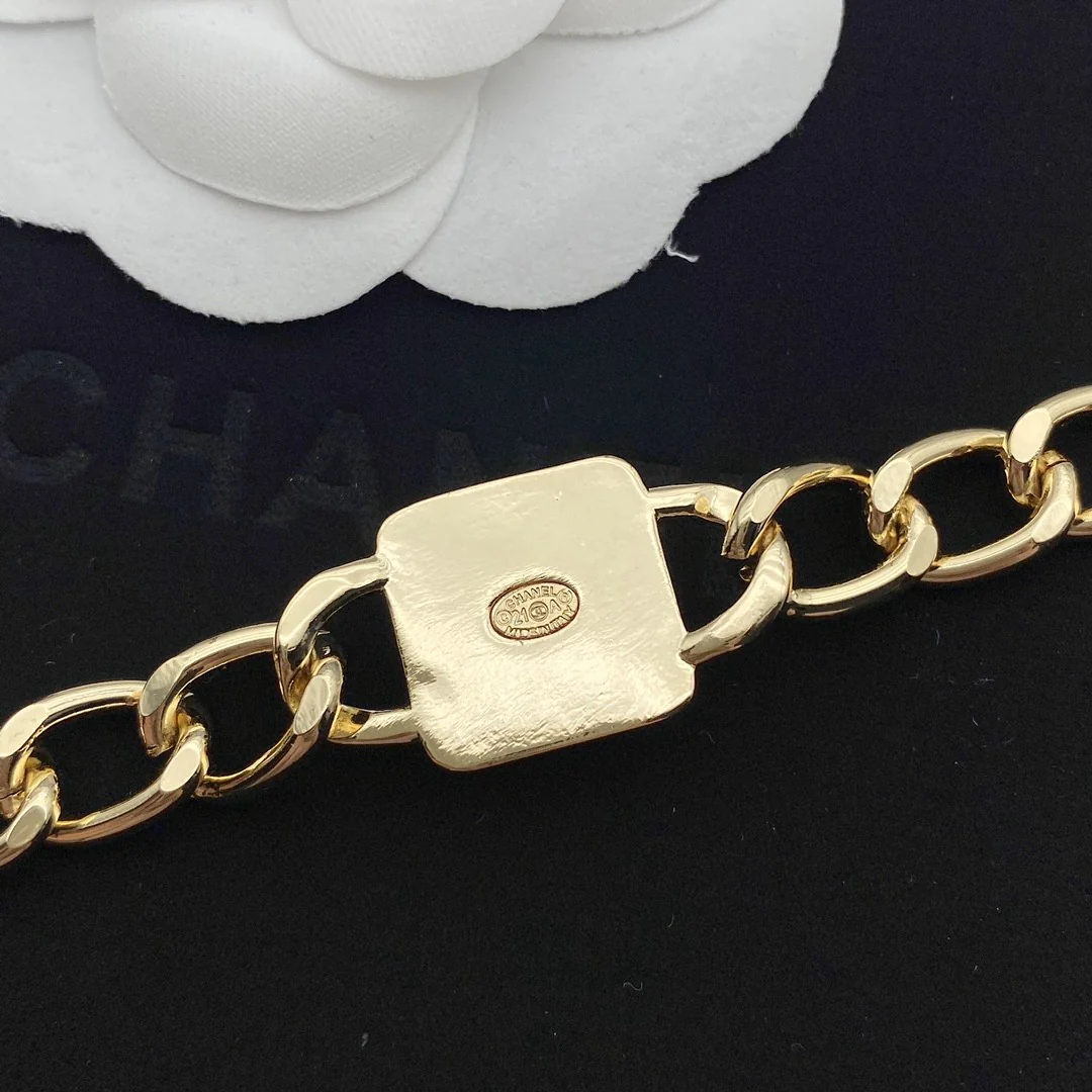 CCT051 Chanel Pearl CC Chain Link Choker Necklace Gold - ccjewelryacc