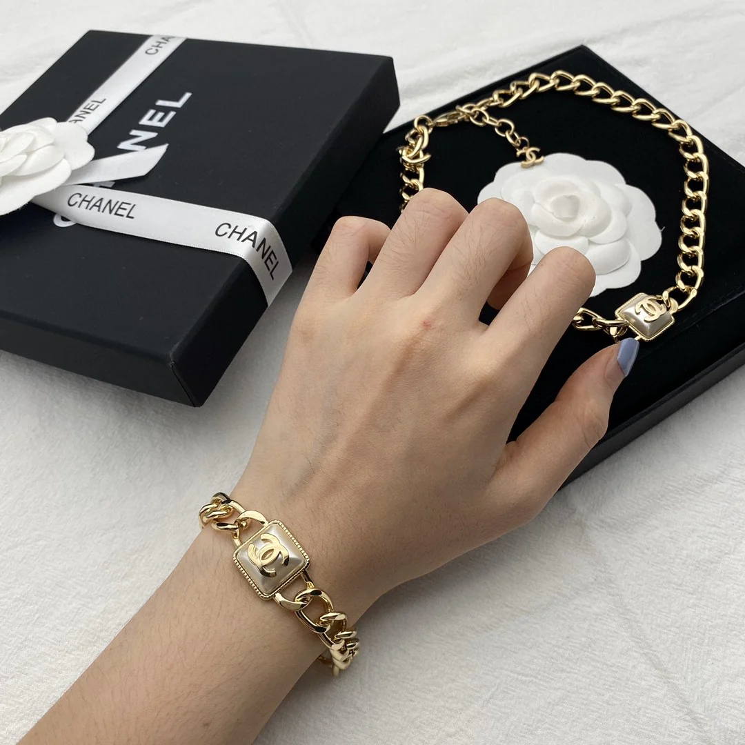 CCT051 Chanel Pearl CC Chain Link Choker Necklace Gold - ccjewelryacc