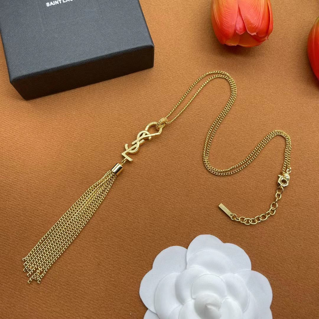 YYN003 CASSANDRE tassel necklace in metal - ccjewelryacc